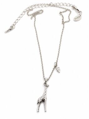 Lia Sophia Lanky Giraffe Pendant Necklace Silver Tone Retired Adjustable